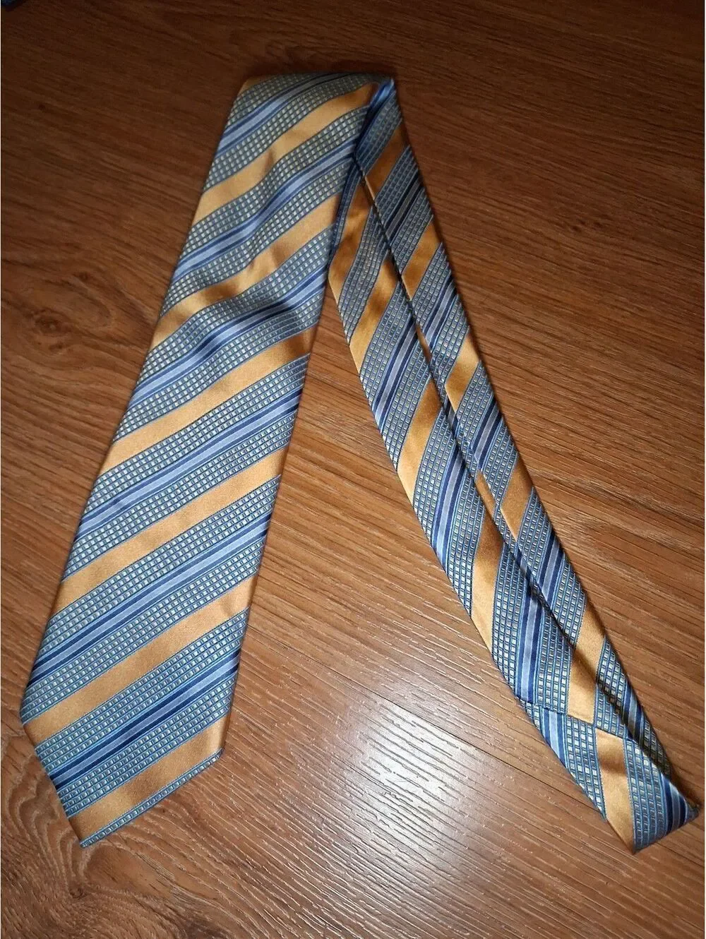 Ermenegildo Zegna Silk Tie Yellow Blue Striped Made in Italy